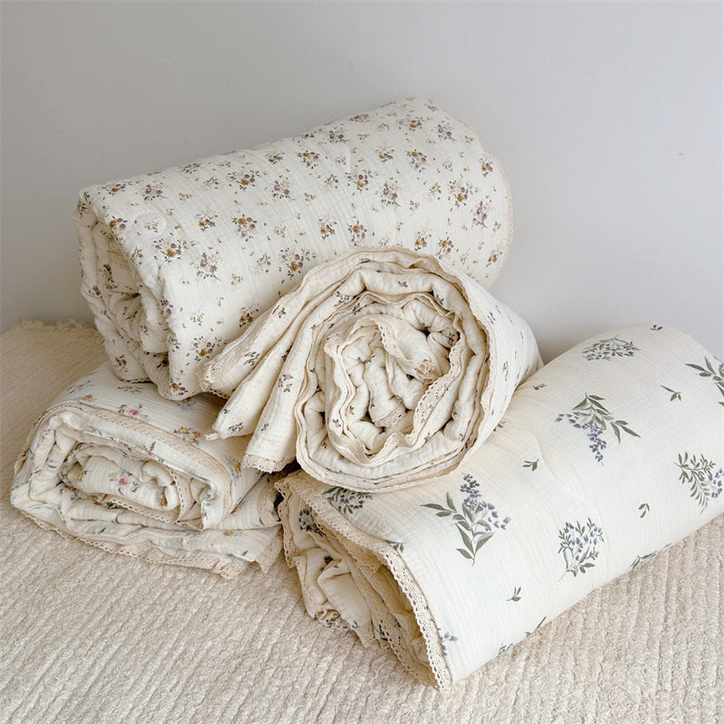 Summer Cotton Quilt Set with Floral Patterns - Multiple Sizes & Styles