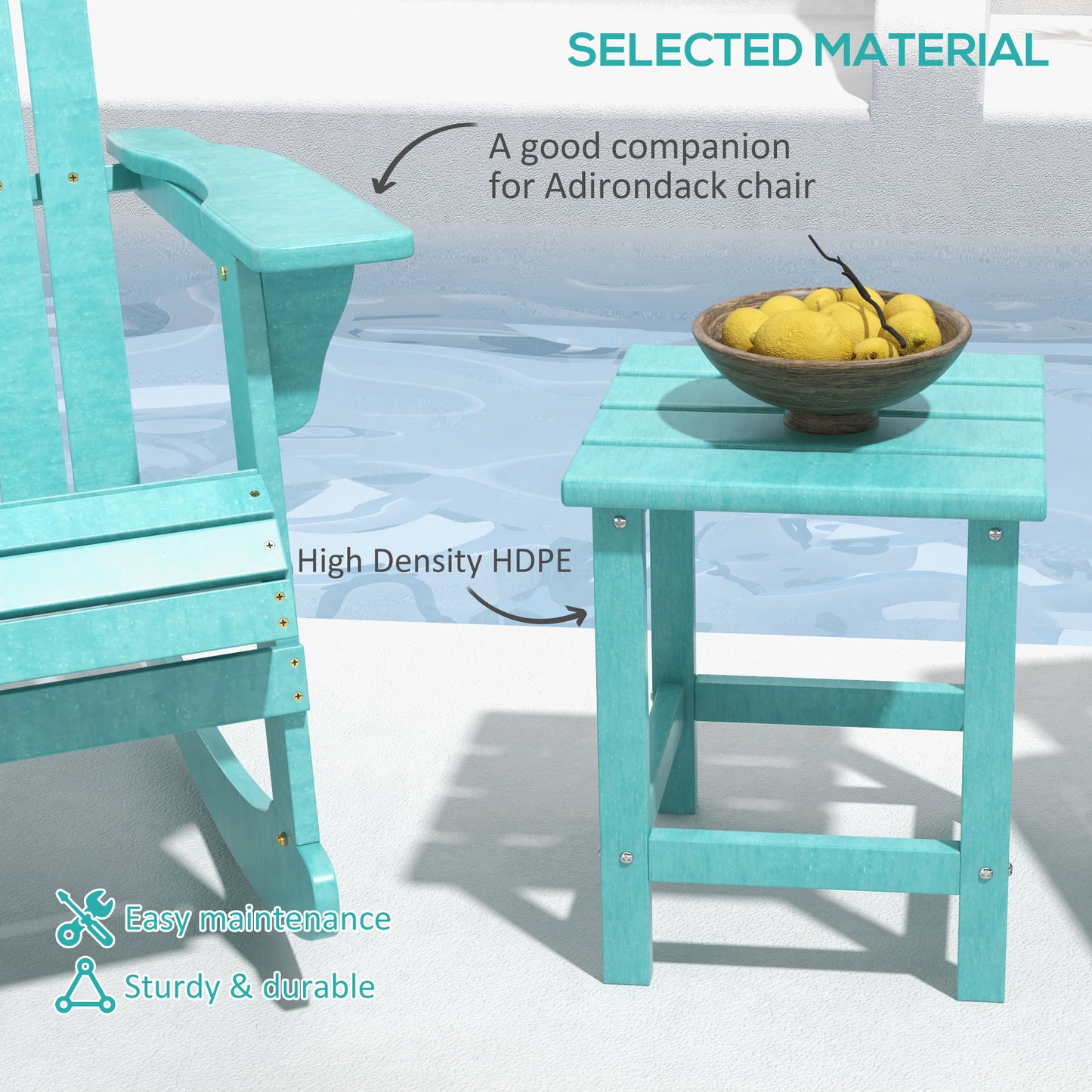 15" Outdoor Side Table - HDPE Plastic for Adirondack Chairs - Green
