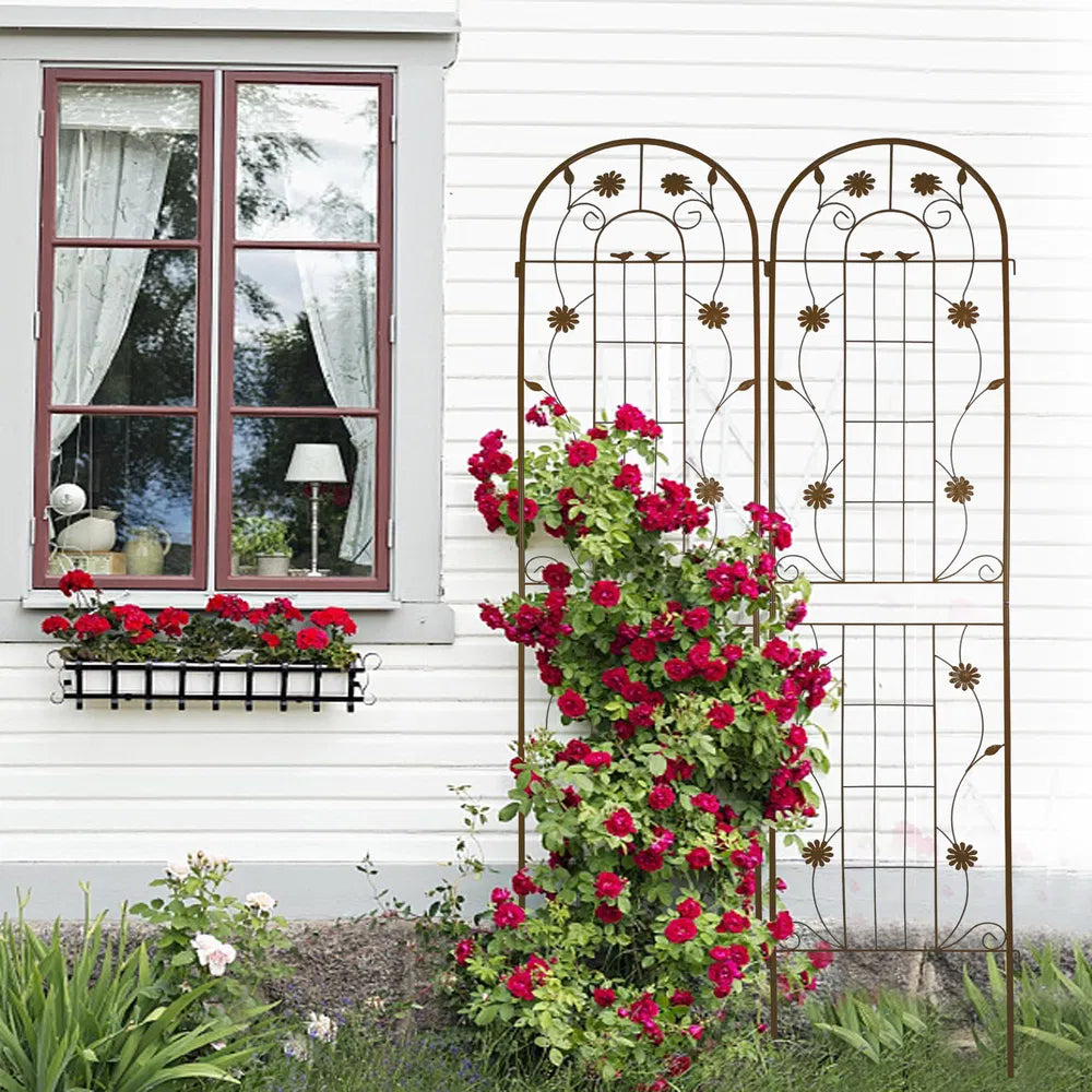 Metal Garden Trellis - 86.7" Rustproof Climbing Plant Support - 2 Pack