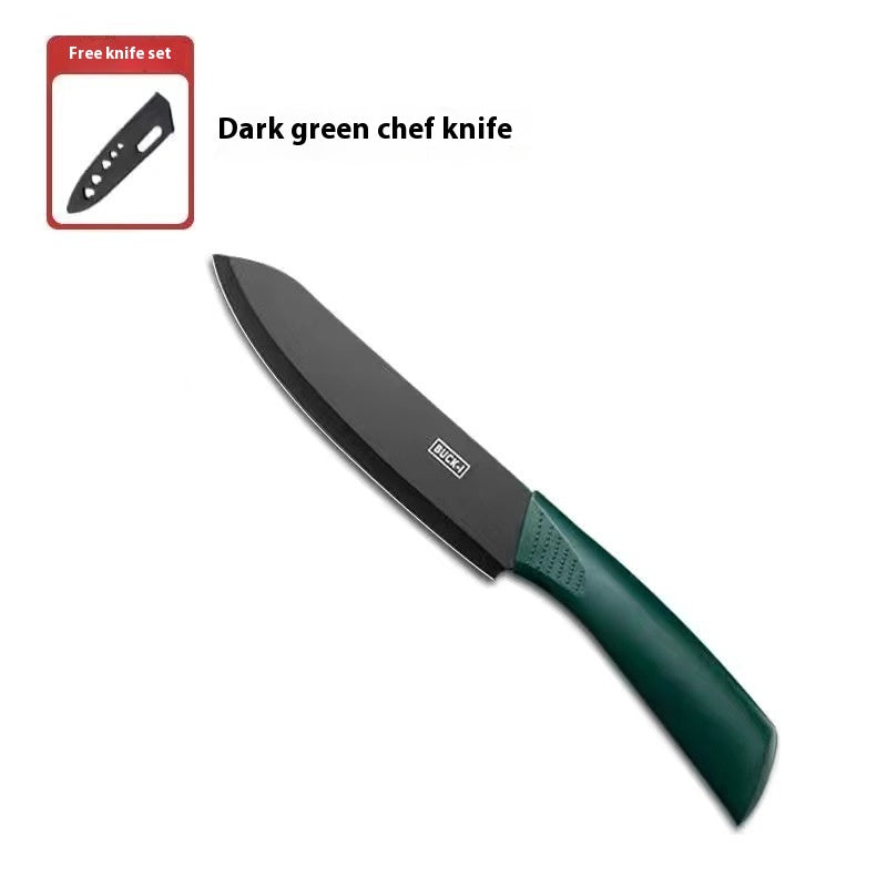 Kitchen Knife Set with Cutting Board - Black Steel Chef & Utility Knives