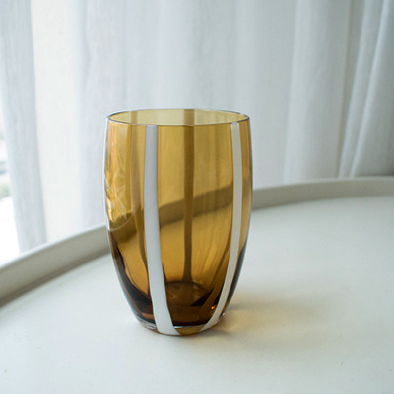 Retro Handmade Glass Wine Cup - Primary Color & Gradient Pattern, 201-300ml