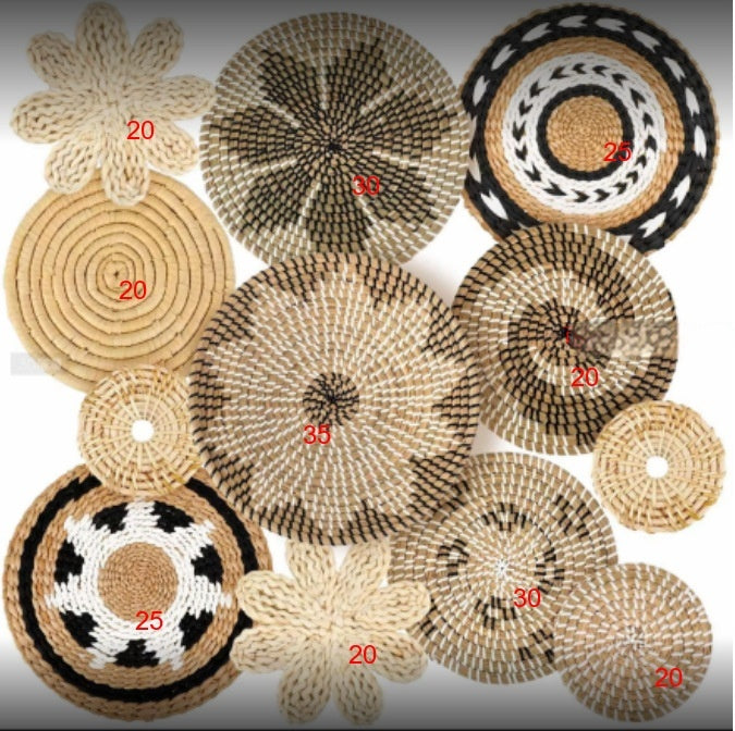 Handmade Straw Woven Wall Decorations Bohemian Wall Art Set