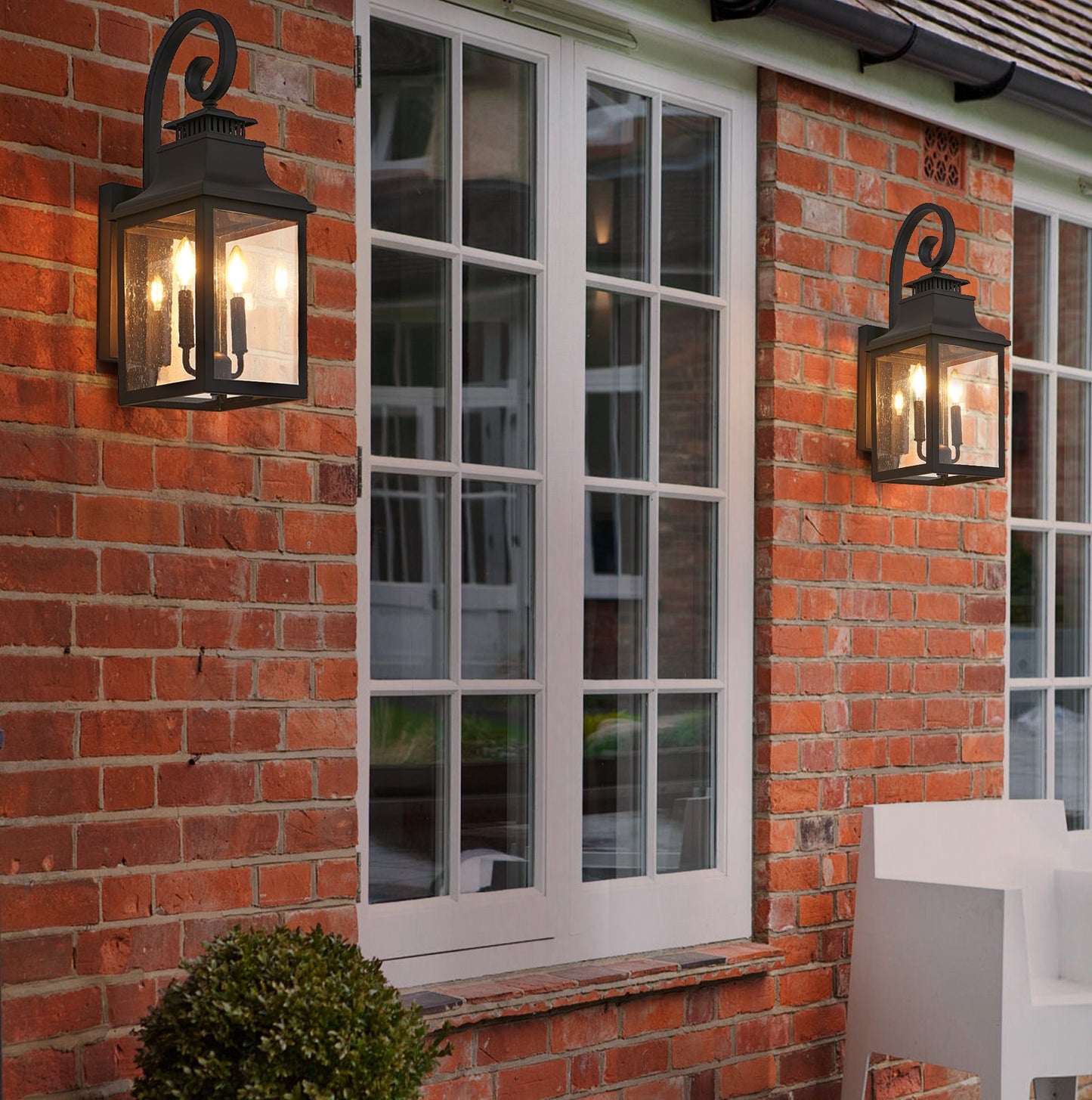 Outdoor Wall Lantern Light - Vintage Black Metal Sconce