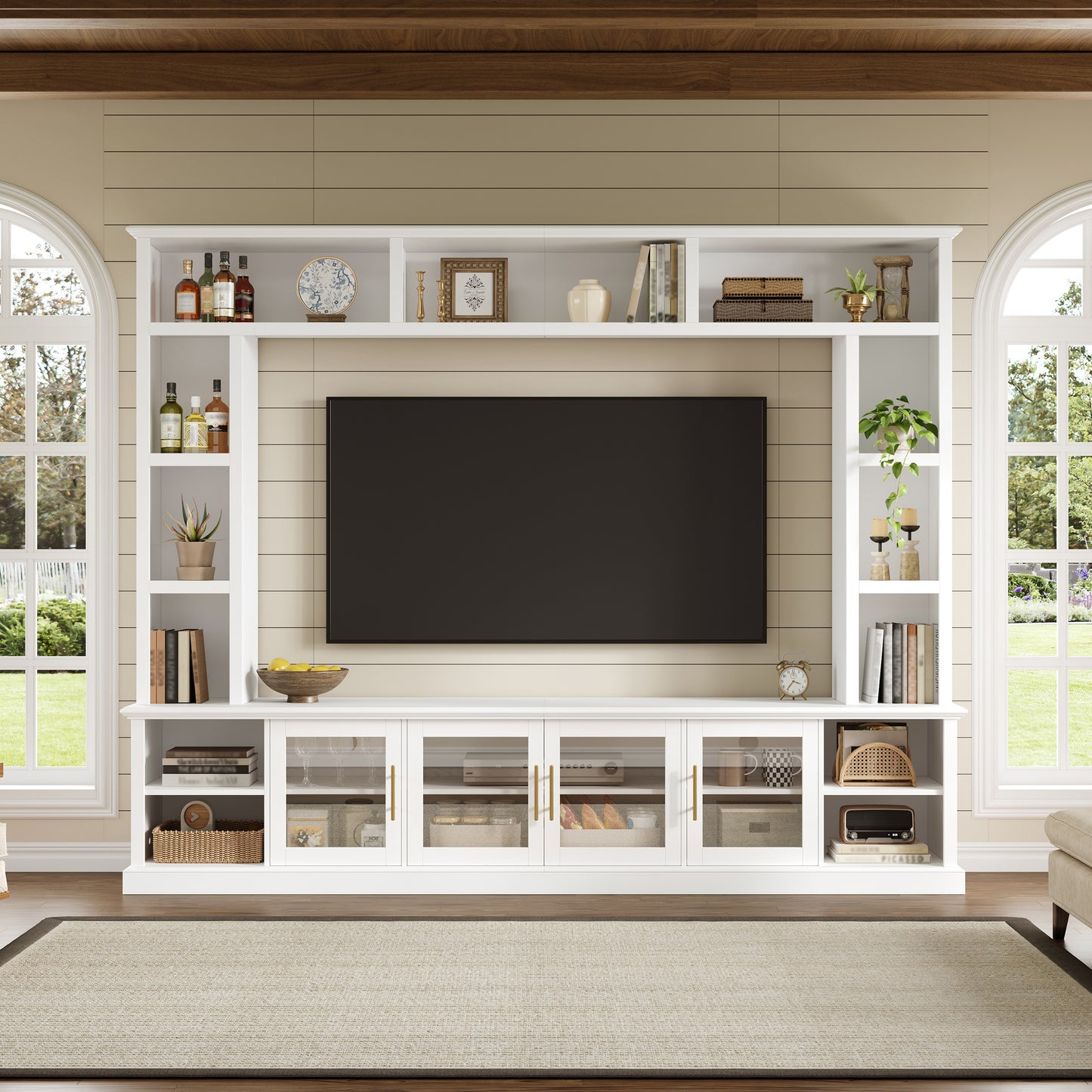 Entertainment Center Wall Unit For TVs Up To 80 , All-in-One Modern