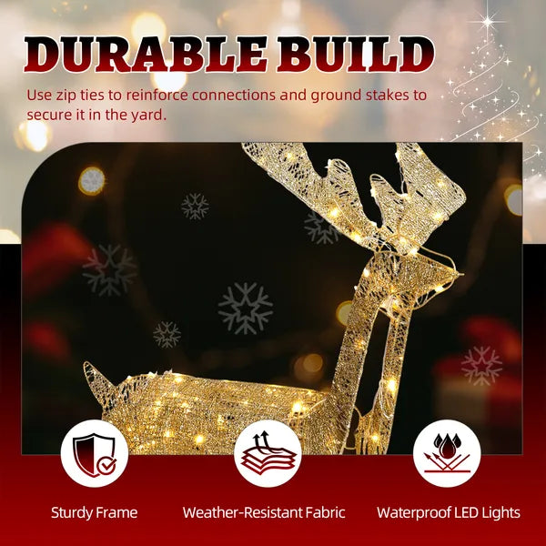 Motorized Christmas Reindeer with LED Lights - 3.6FT Outdoor Decor