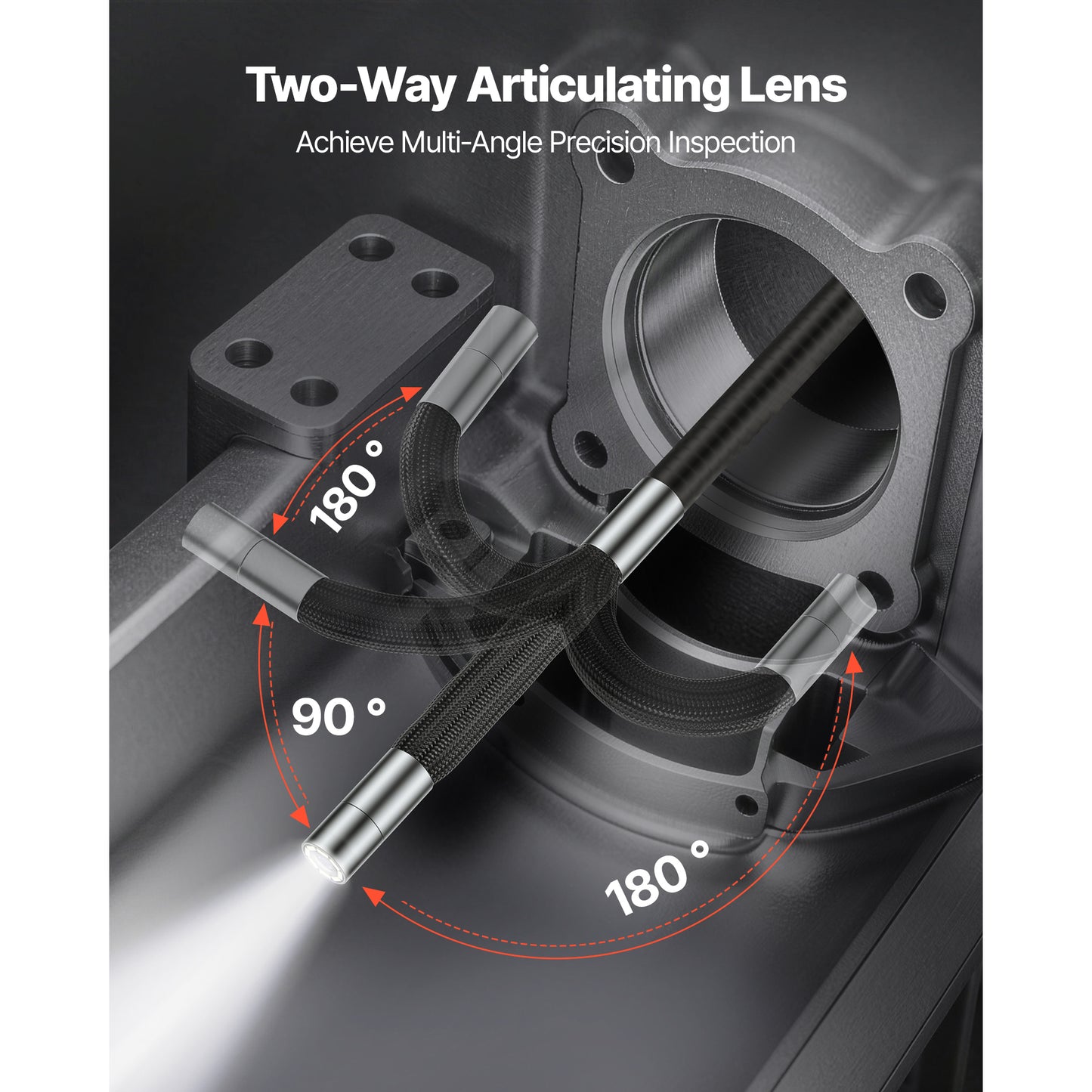 Waterproof Inspection Camera with Articulating Endoscope, 4.3-Inch Screen, 8X Zoom, 4.9FT Cable for Auto & Mechanical Inspection