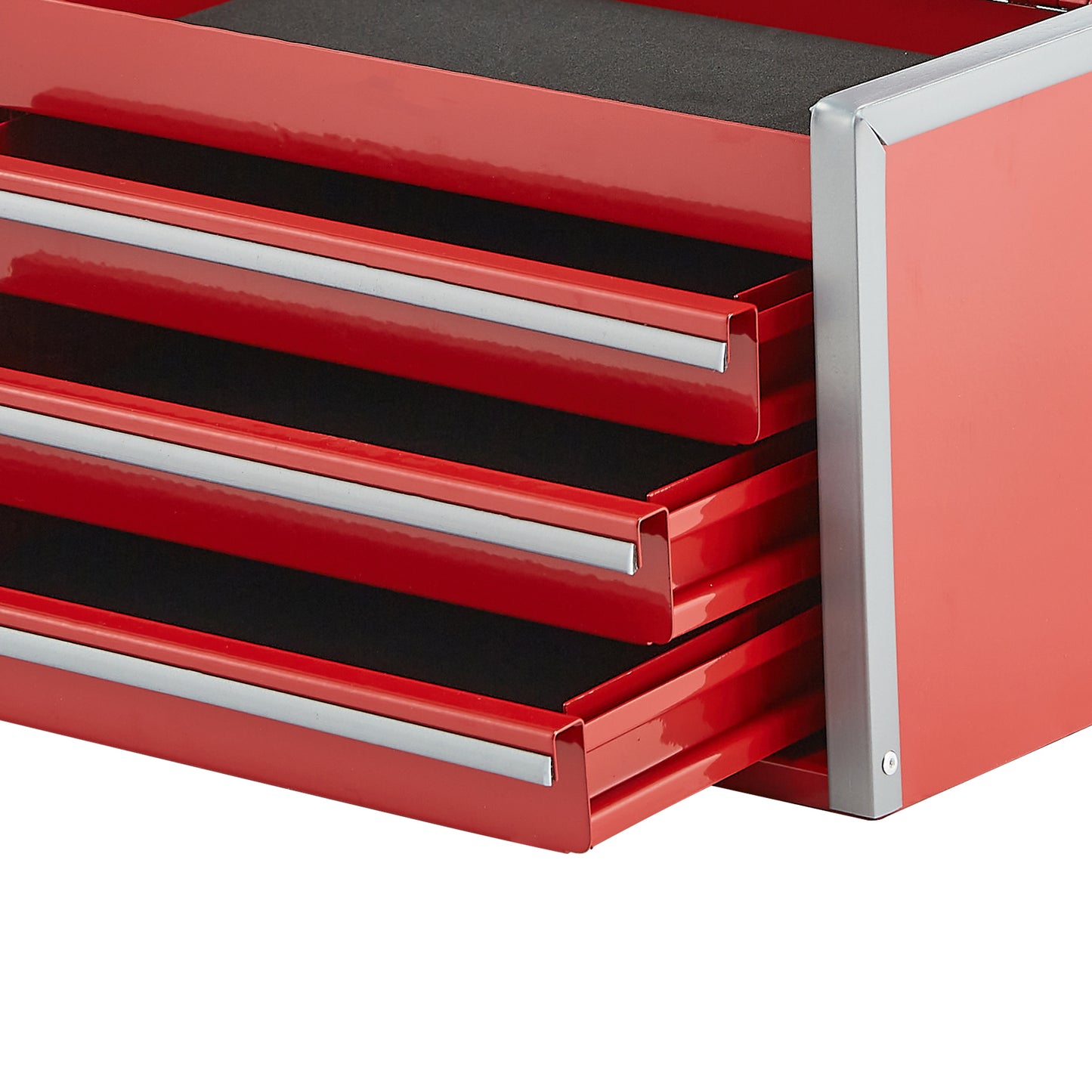 8.6-Inch Portable Metal Tool Box with 3 Drawers and Locking Lid