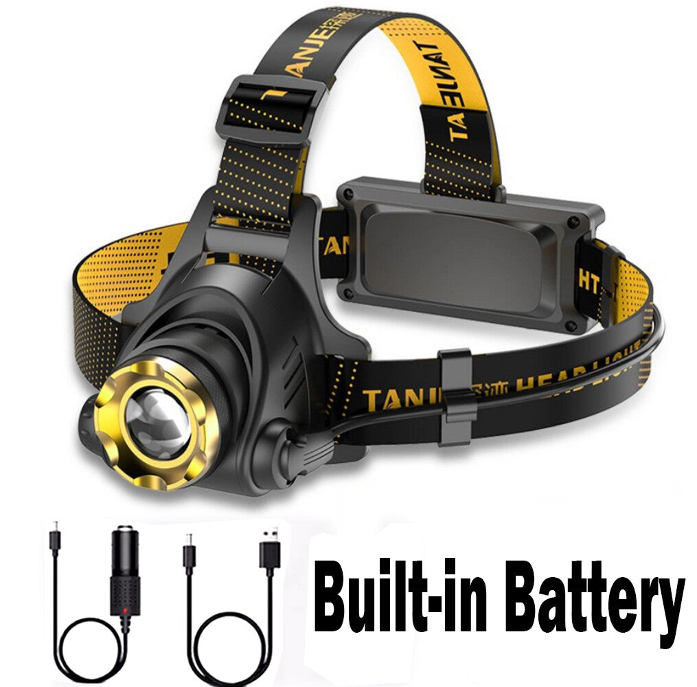 Rechargeable LED Headlamp with 3 Modes & Zoom Headlight for Camping Hiking Fishing
