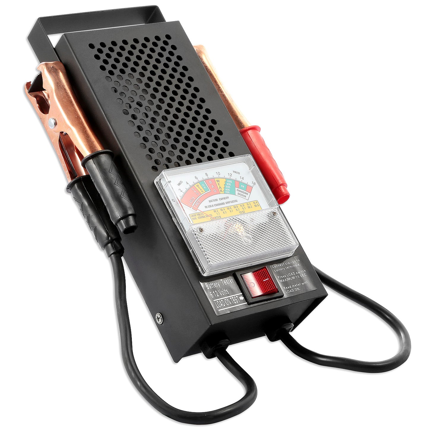 Battery Load Tester 6-12V Automotive Battery Tester with Copper Clips and Handle