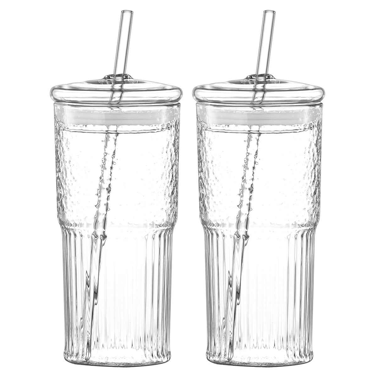 20 Oz Glass Straw Cup 2-Pack - Heat-Resistant Borosilicate