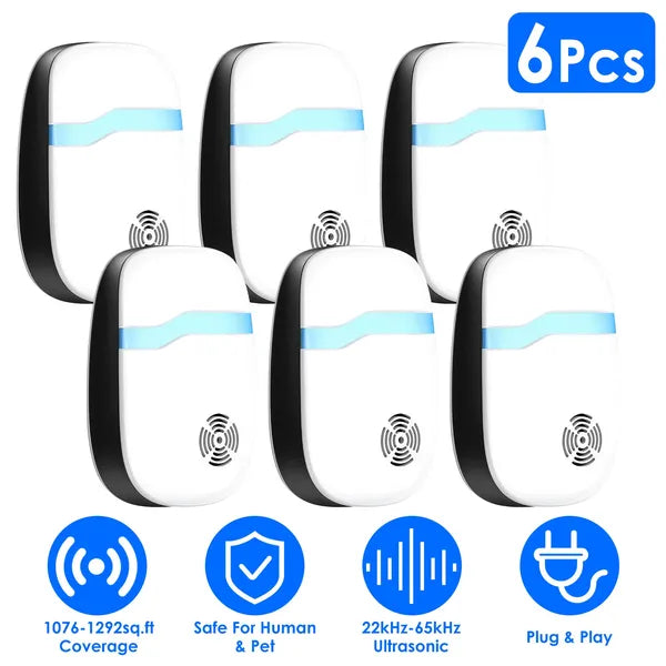 Ultrasonic Pest Repeller - 6 Pack Indoor Rodent Control