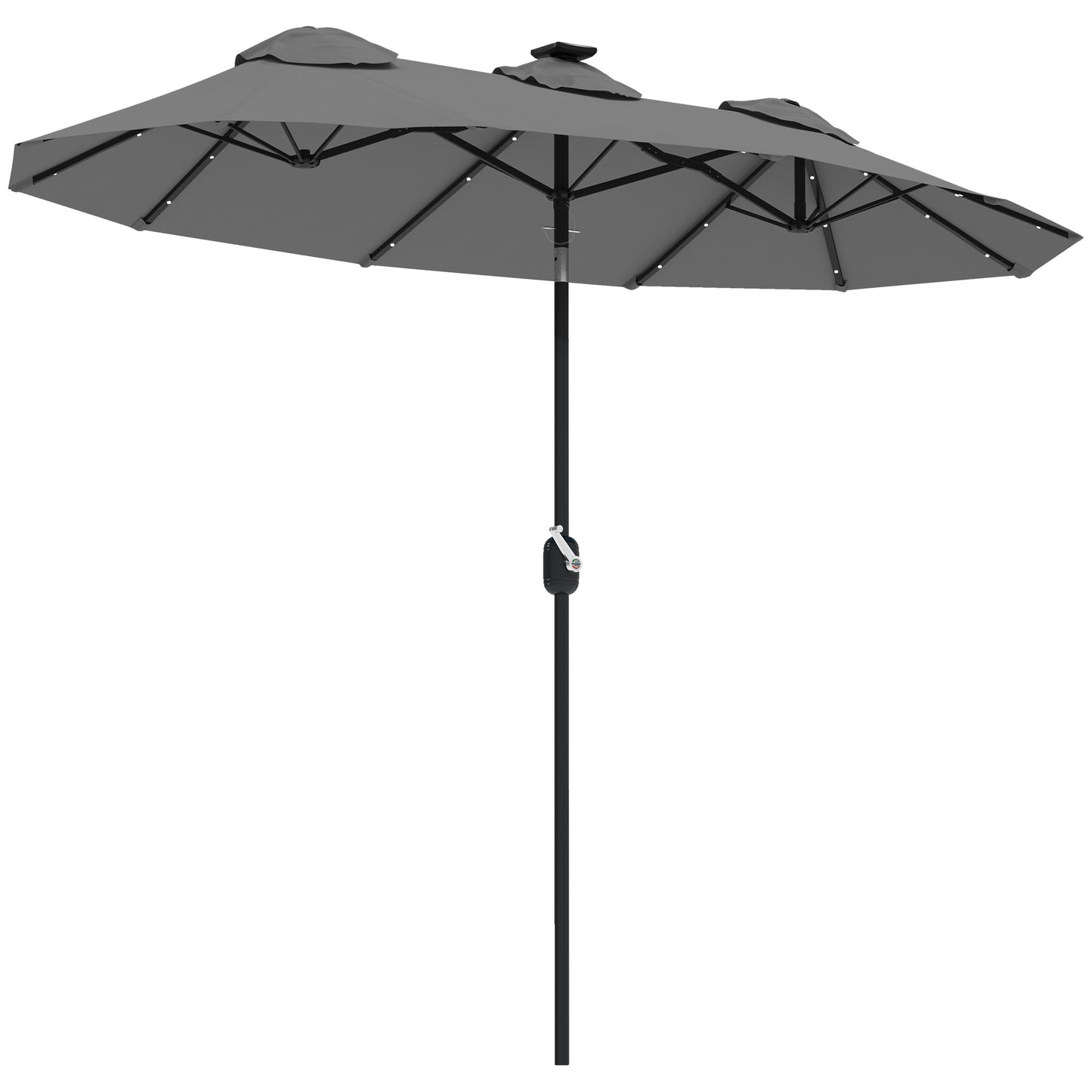 Double-Sided Patio Umbrella with Solar LED Light - Gray