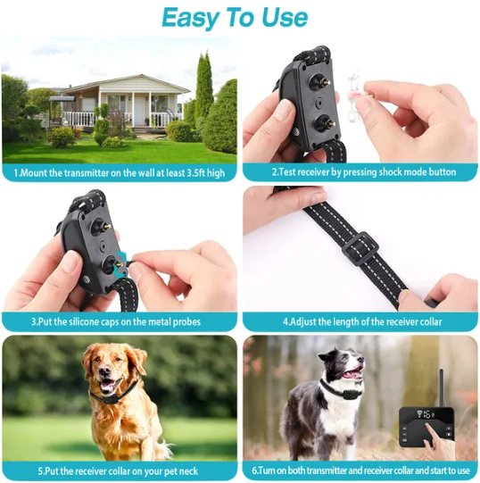 Wireless Electric Dog Fence and Training Collar System - Black