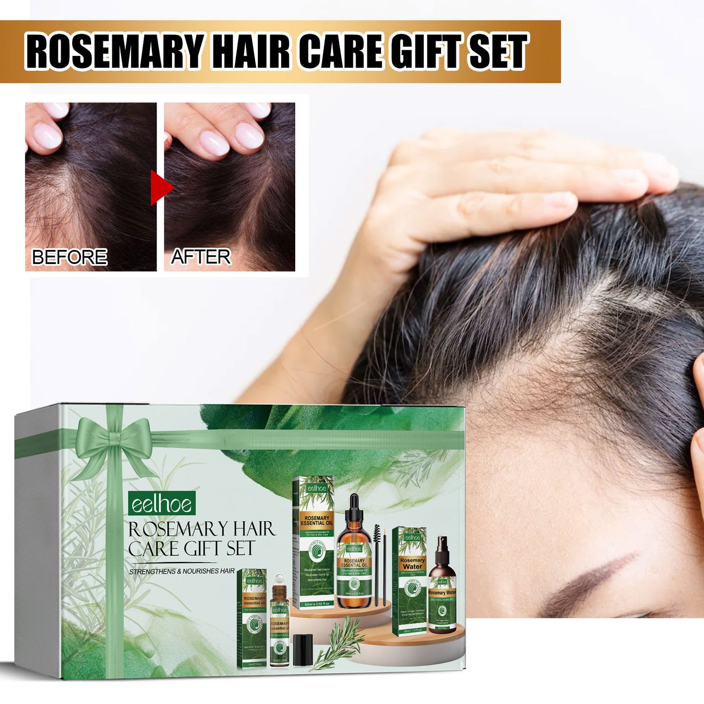 Rosemary Hair Care Gift Set - 3 Box Hair Treatment Kit for Healthy Hair