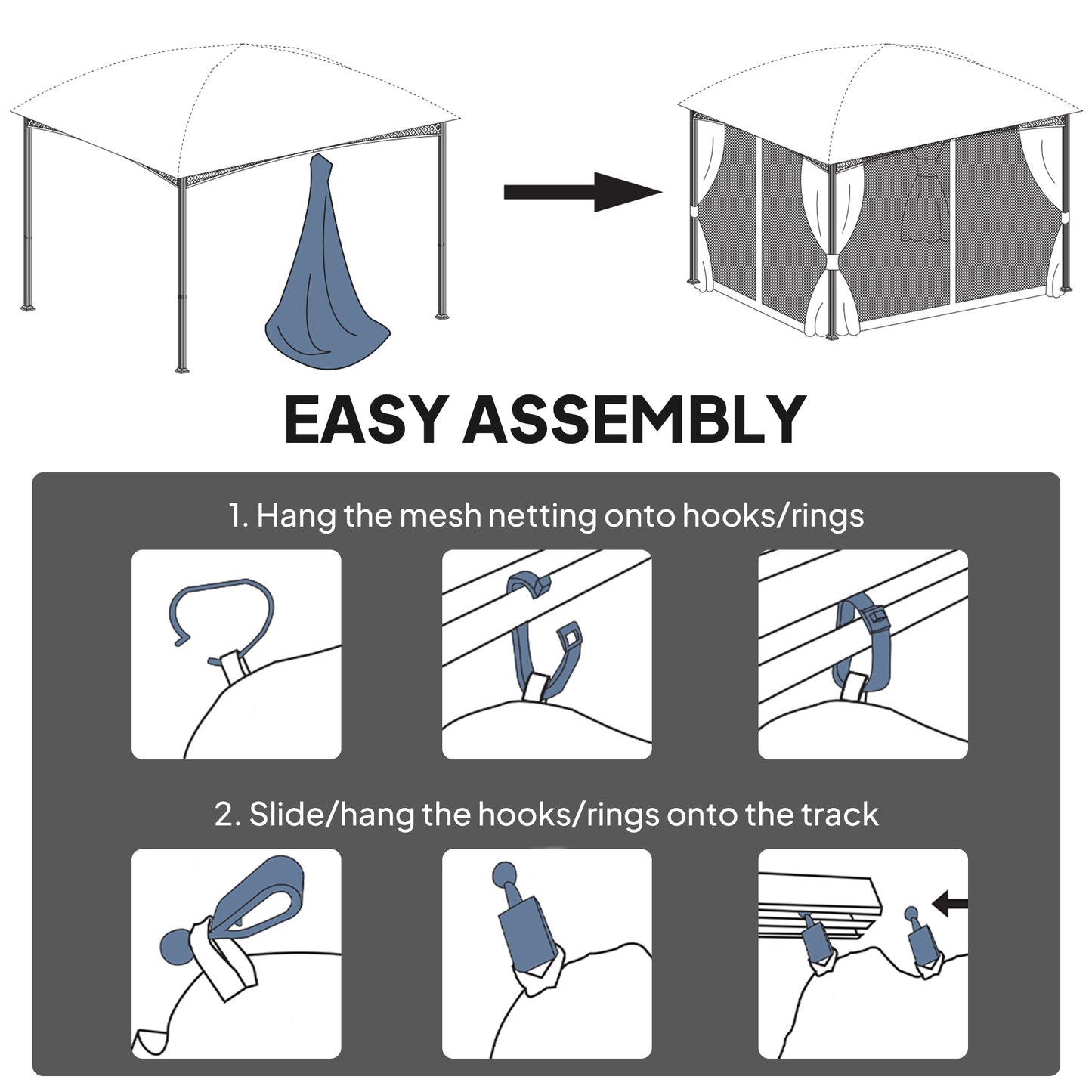 Replacement Mesh Sidewall Netting for 10x12 Gazebos - Cream