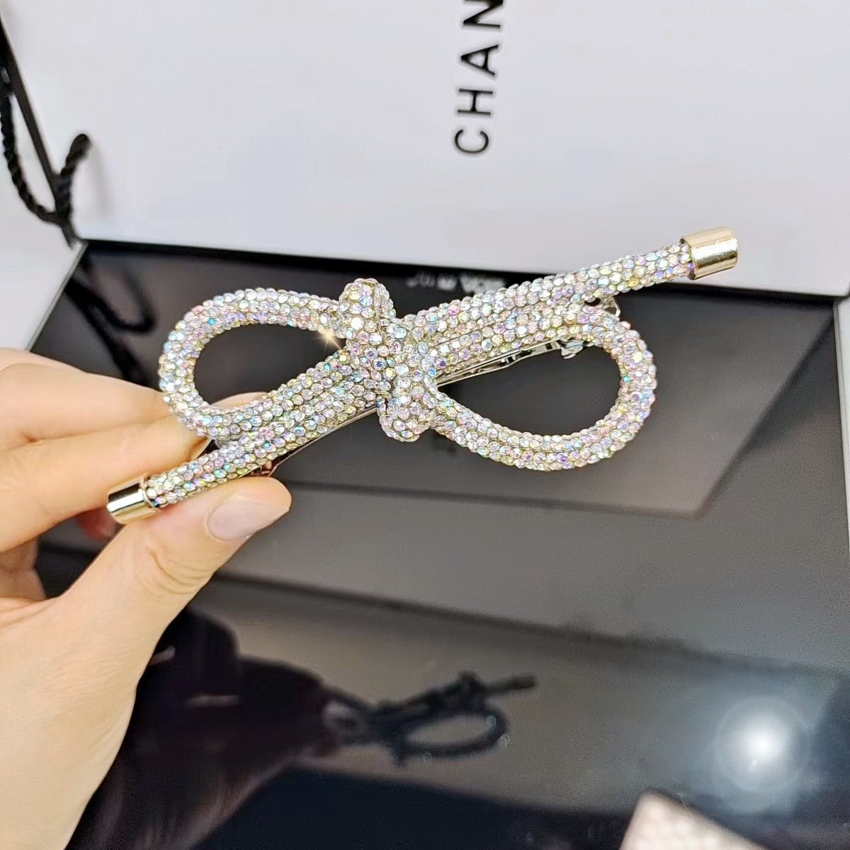 Elegant Rhinestone Bow Hair Clip - Luxury Hair Accessory for Women