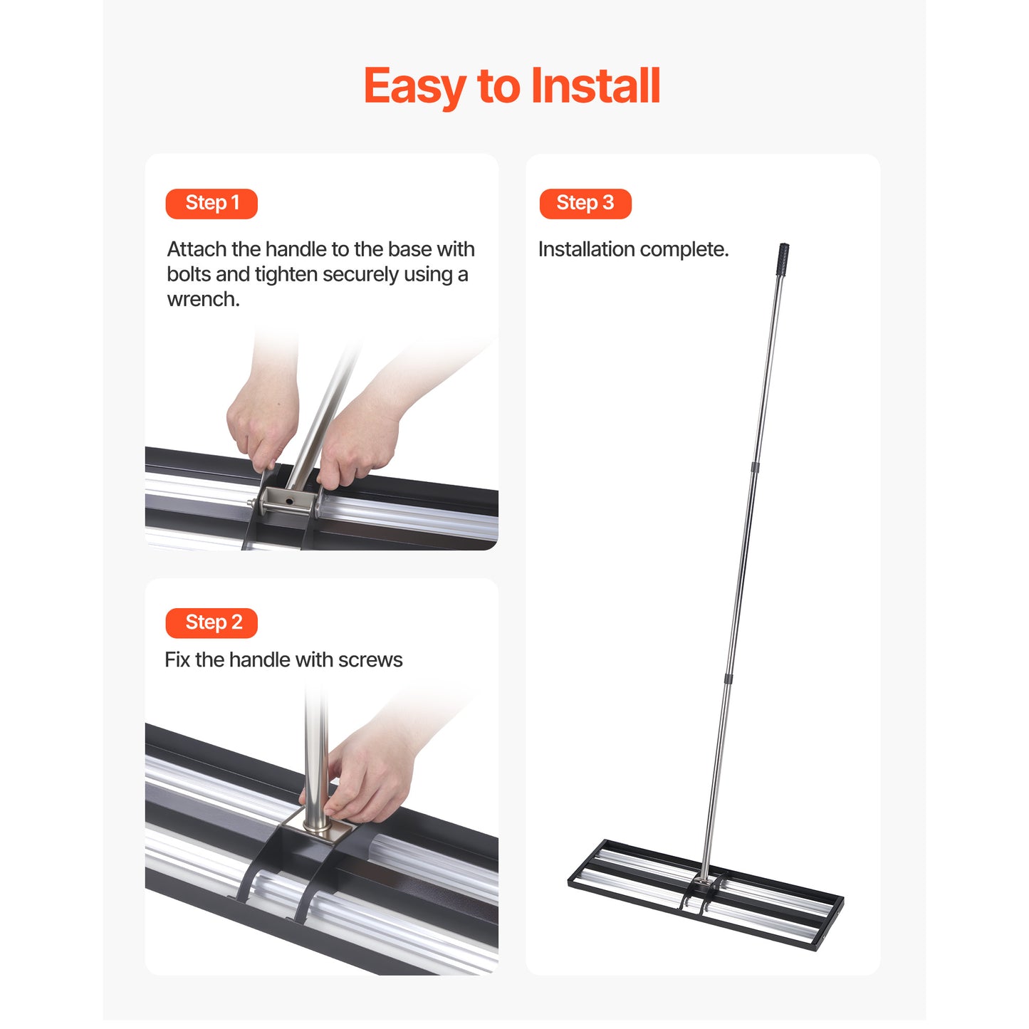 Heavy Duty Lawn Leveling Rake with Roller - Stainless Steel Yard & Golf Course Tool
