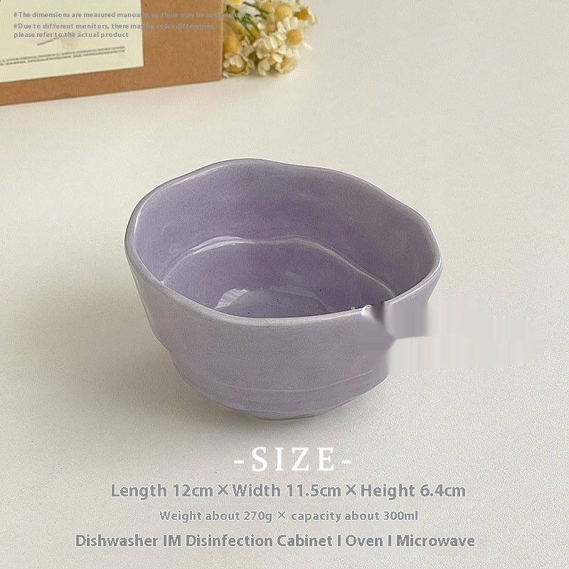 Candy Color Ceramic Rice Bowl - Irregular Modern Dinnerware for Adults