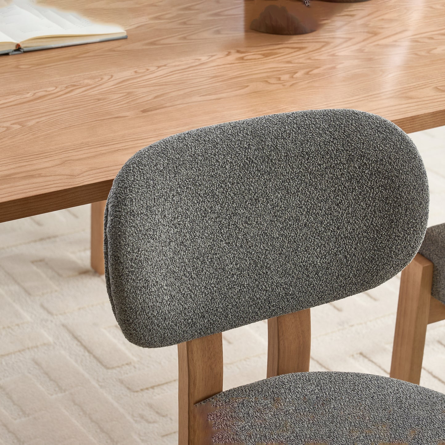 Set of 2 Modern Fabric Upholstered Dining Chairs - Grey