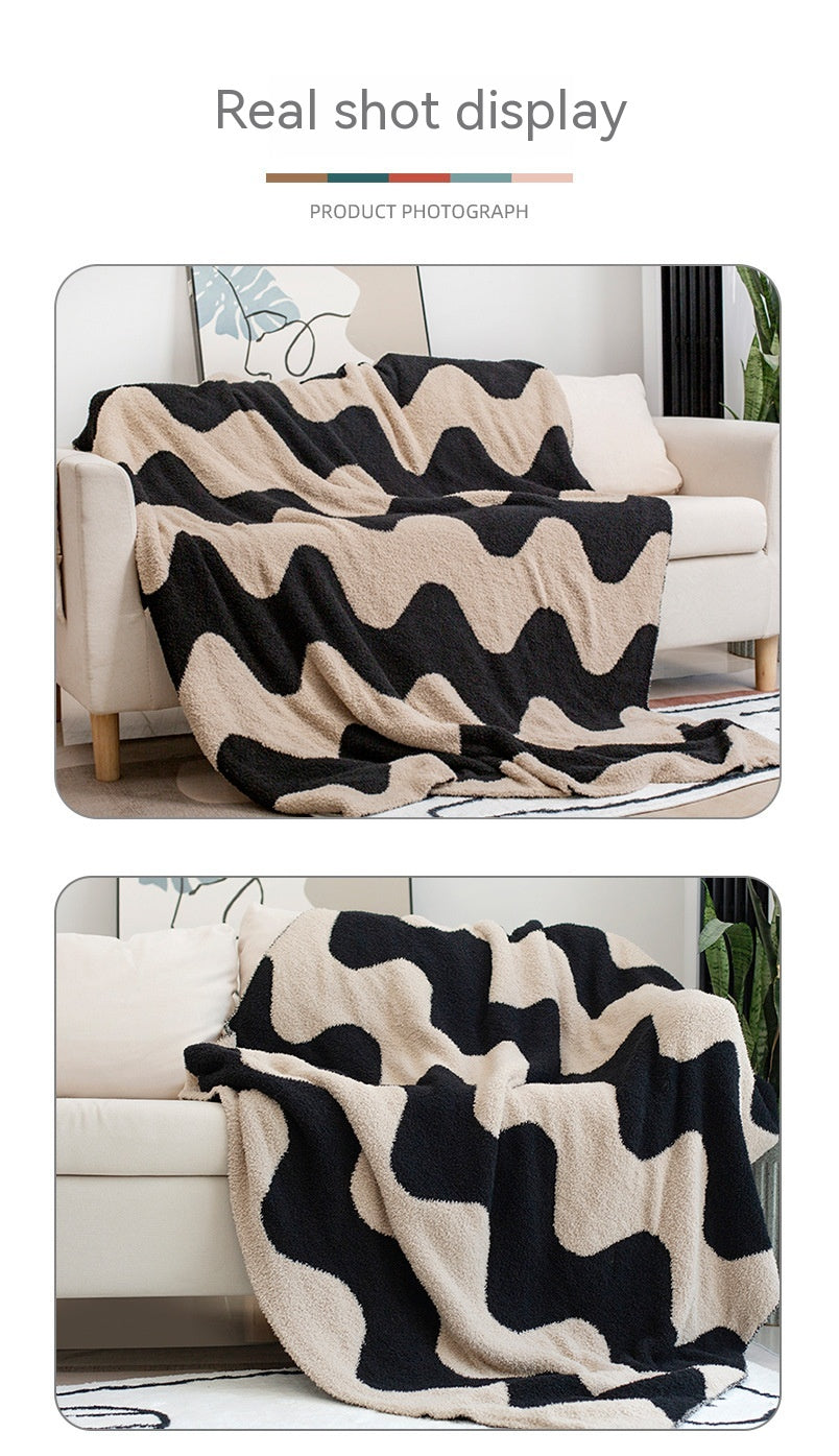 Nordic Style Half Velvet Knitted Sofa Blanket - Home Textiles