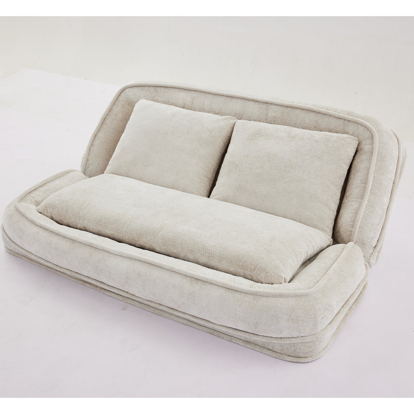 Extra Large Chenille Lazy Sofa Loveseat - Beige 2-in-1 Dog Bed