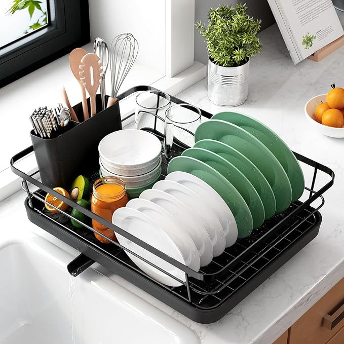 Double-Layer Kitchen Storage Rack for Tableware - Modern Plastic & Iron