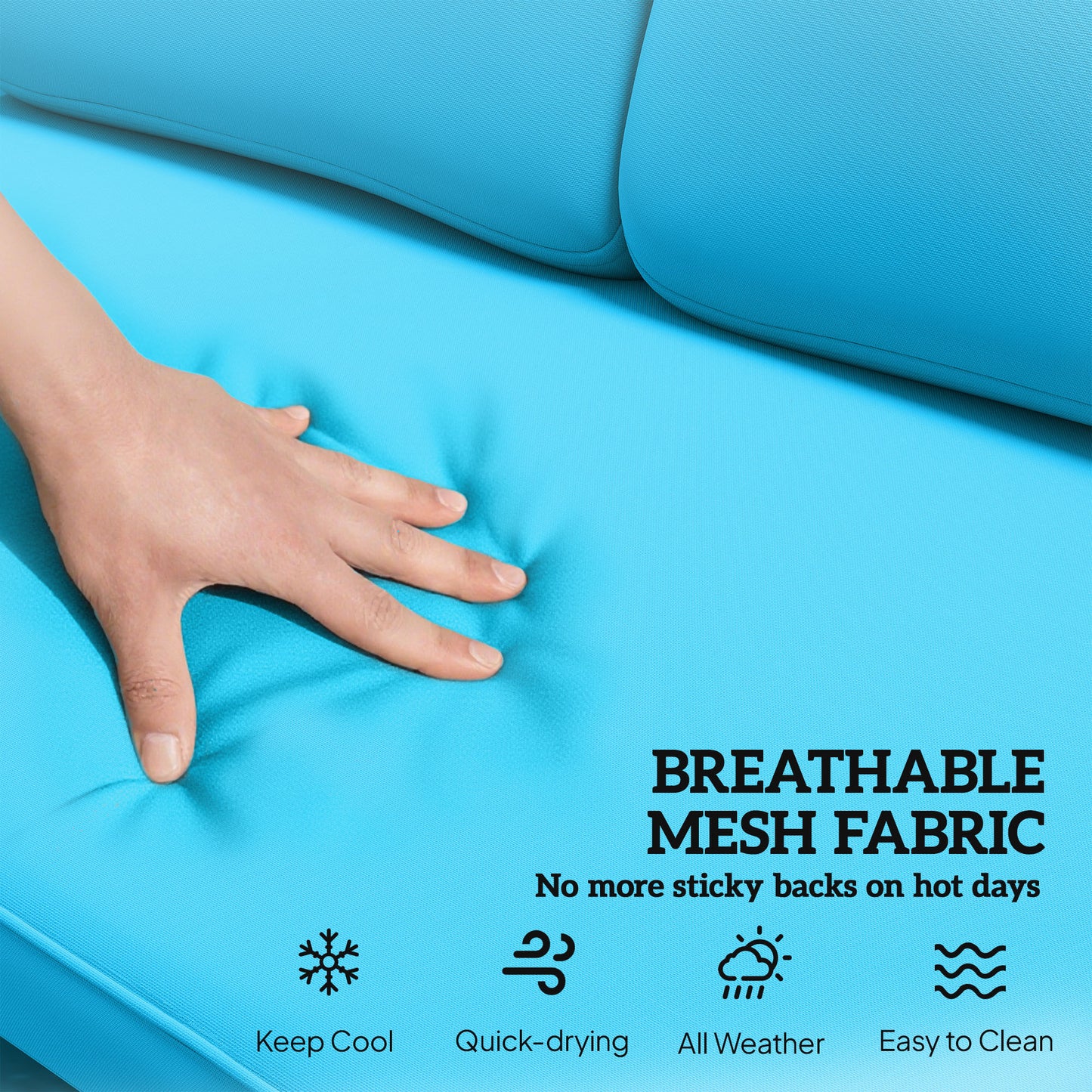 2-Person Outdoor Glider Bench with Tufted Cushions - Blue