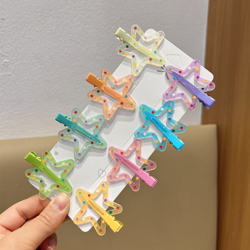 Women's Polka Dot Hair Barrettes with Star Design, Assorted Colors