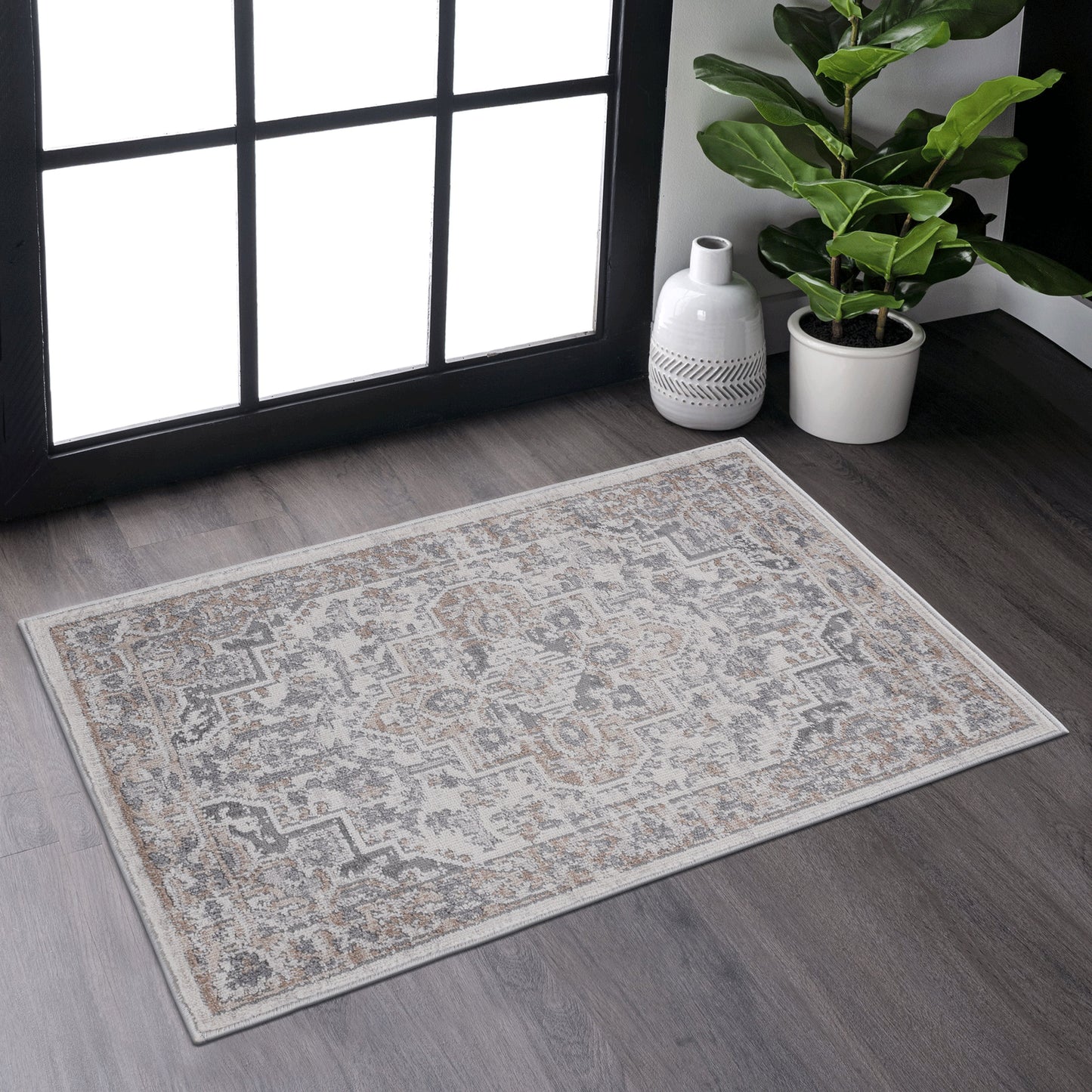 MARFI 2X3 Ivory Beige Oriental Doormat Rug