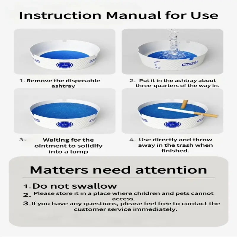 25pcs Disposable Ashtrays with Water Foaming Sand Base