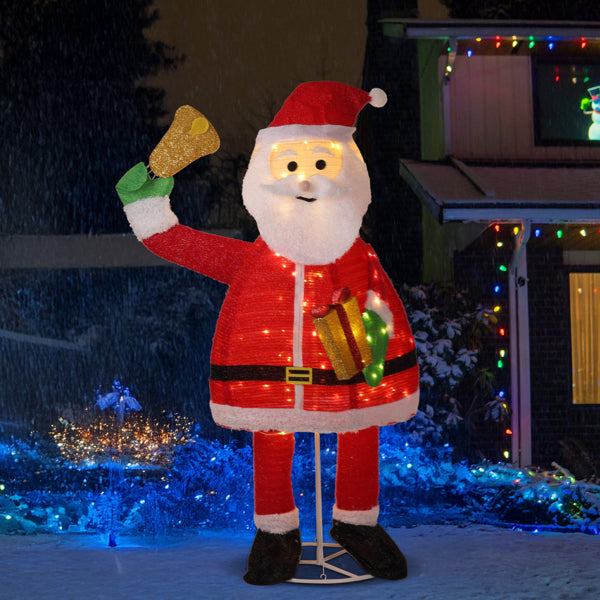 6FT Lighted Santa Claus Decoration with 200 Warm White LEDs