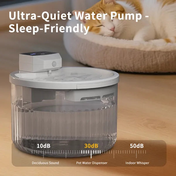 Large Capacity Automatic Pet Water Fountain - Quiet No-Refill Cat Dispenser - White