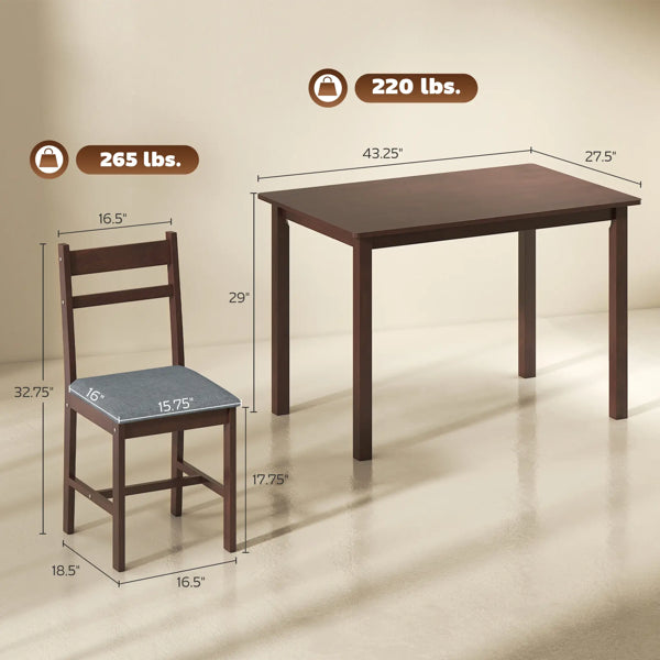 5-Piece Dining Room Set for 4 - Gray & Walnut