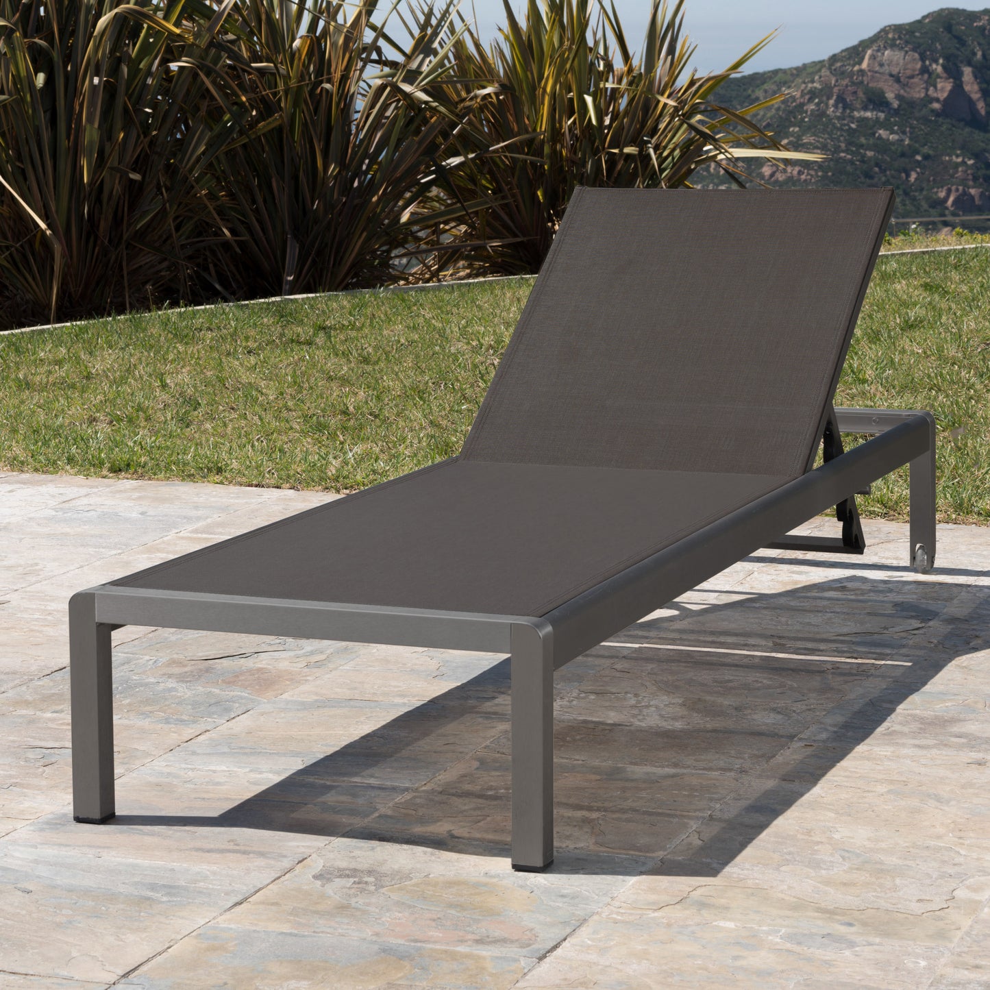 Cape Coral Gray Chaise Lounge - Outdoor Mesh Lounge Chair
