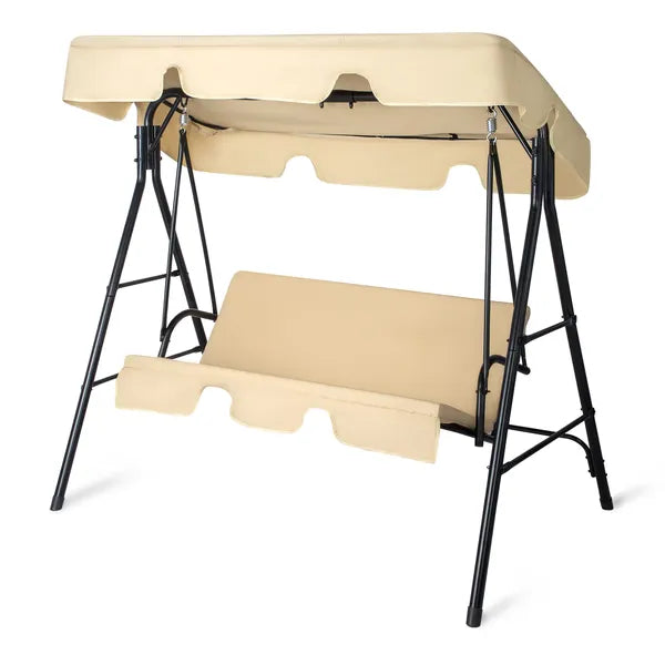 Khaki Iron Swing Set with Cushion Canopy - 250kg Capacity