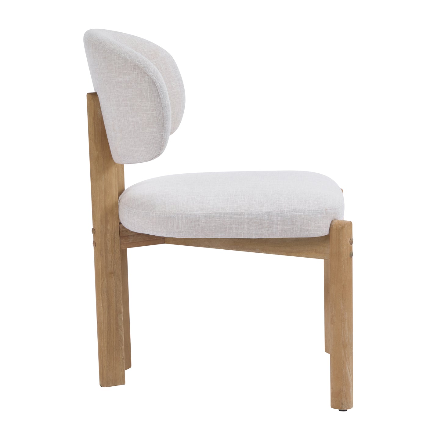 Beige Upholstered Dining Chairs - Set of 4 with Natural Frame