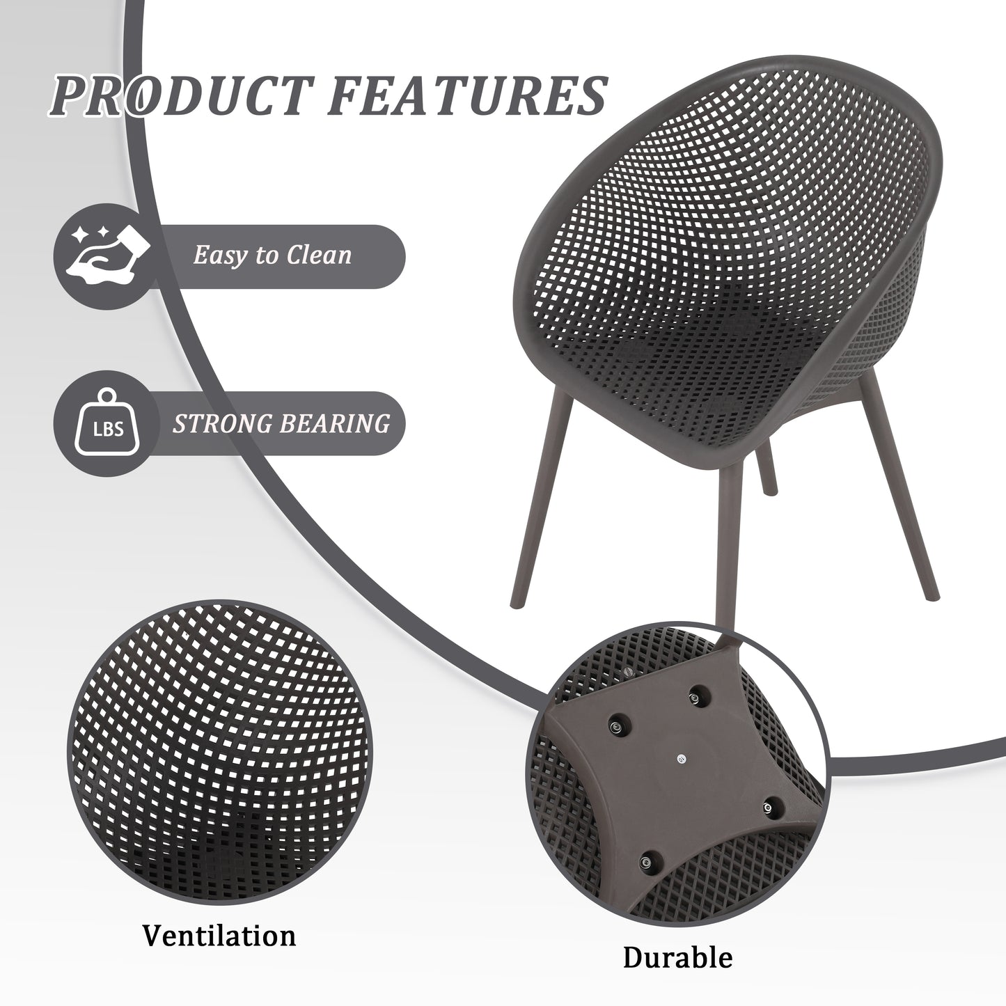 Modern Lounge Chairs with Round Table - Warm Grey & White