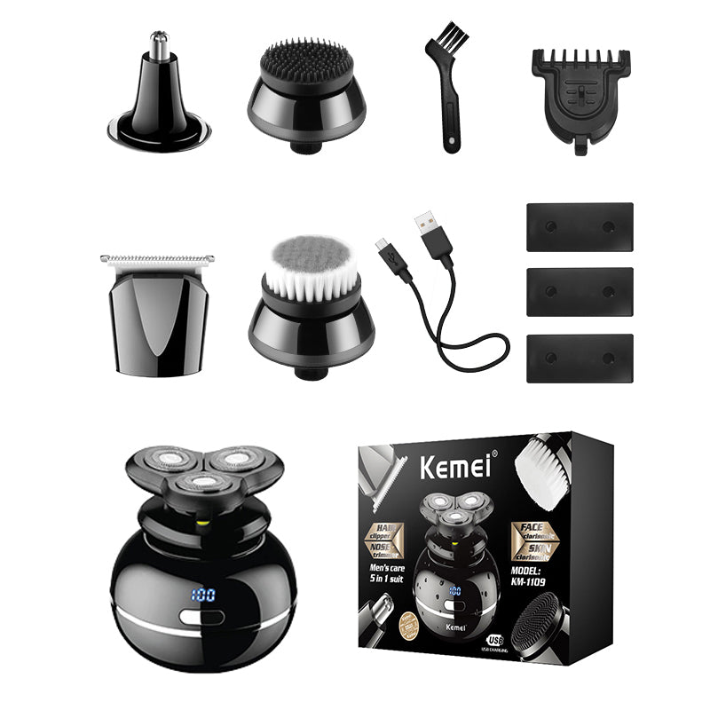 5-in-1 Men's Electric Shaver Grooming Kit - Black