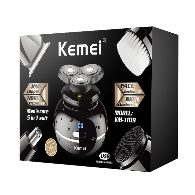 5-in-1 Men's Electric Shaver Grooming Kit - Black