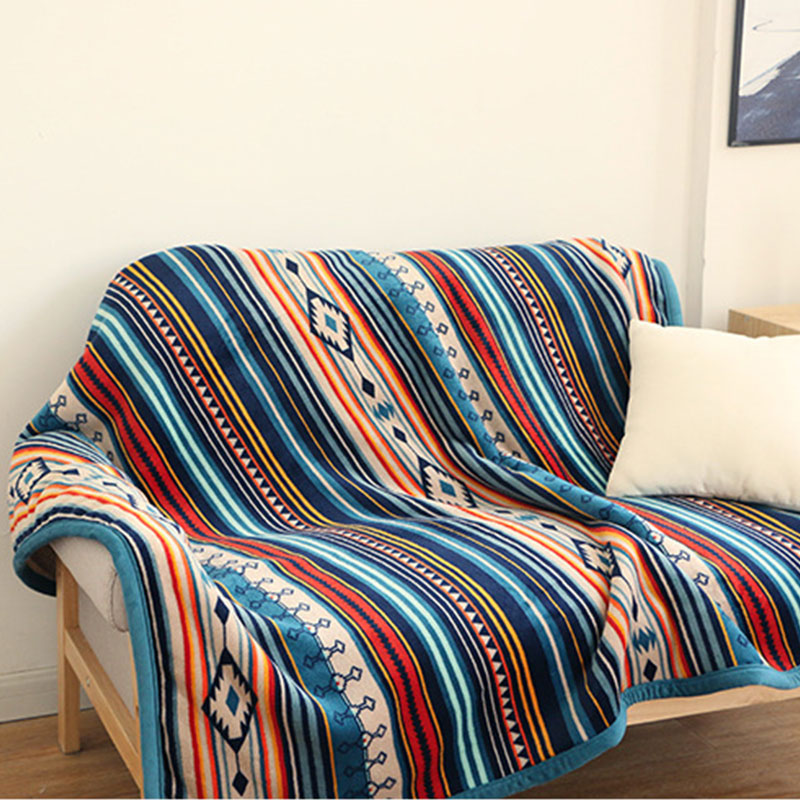 Coral Fleece Blanket - Thickened Air Conditioning Quilt for Home, Blue 127x152cm
