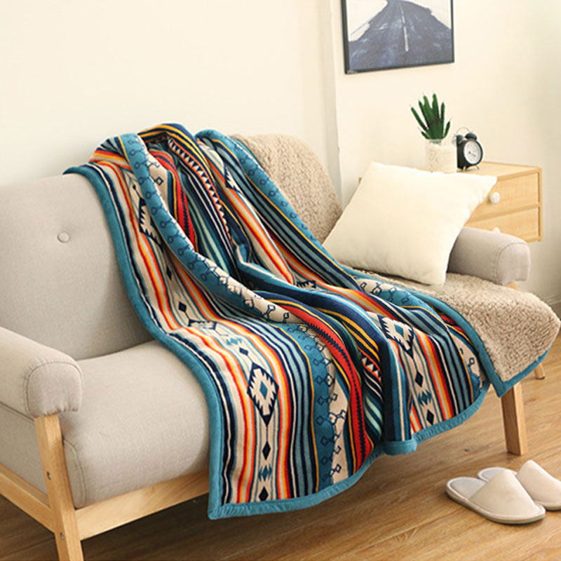 Coral Fleece Blanket - Thickened Air Conditioning Quilt for Home, Blue 127x152cm