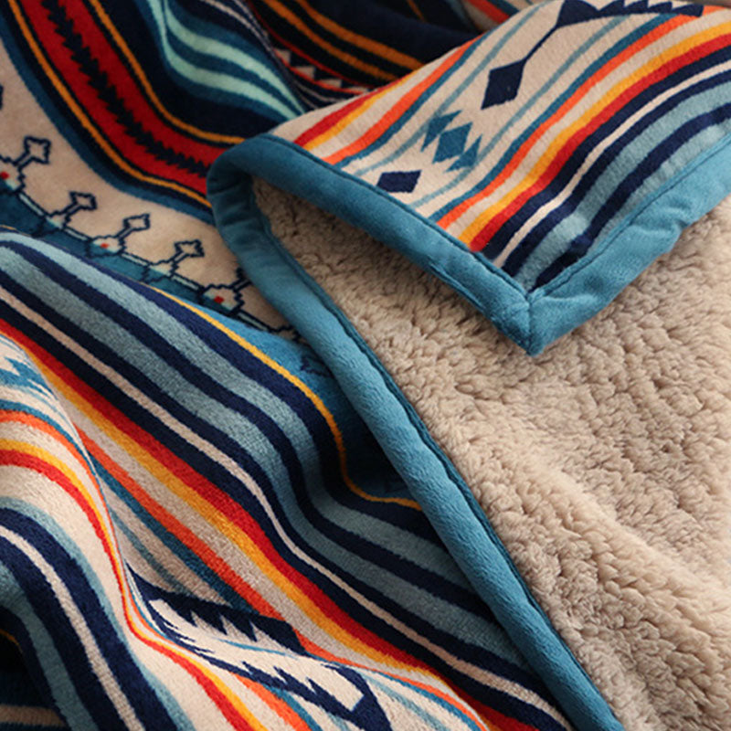 Coral Fleece Blanket - Thickened Air Conditioning Quilt for Home, Blue 127x152cm