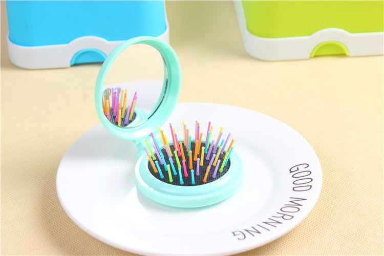 Folding Airbag Massage Comb for Hairdressing and Hair Weaving - Plastic, Multi-Color