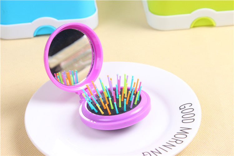 Folding Airbag Massage Comb for Hairdressing and Hair Weaving - Plastic, Multi-Color