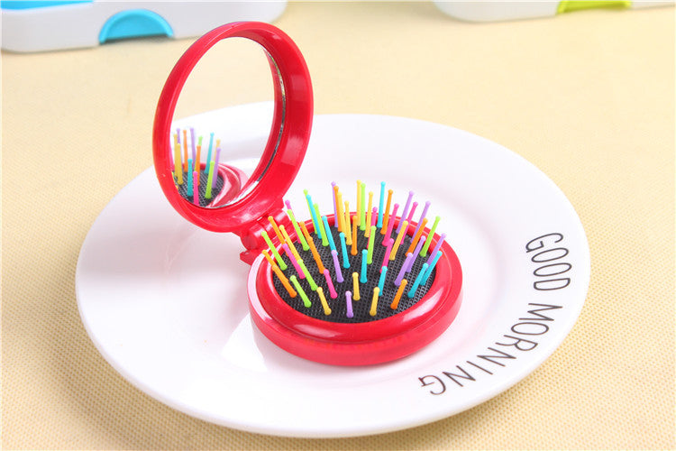 Folding Airbag Massage Comb for Hairdressing and Hair Weaving - Plastic, Multi-Color