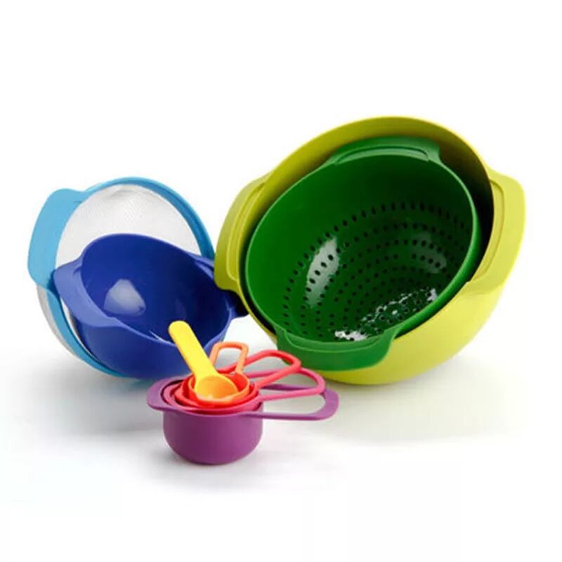 Rainbow Salad Bowl Set 9 Pieces Food-Grade Kitchen & Dining Utensils