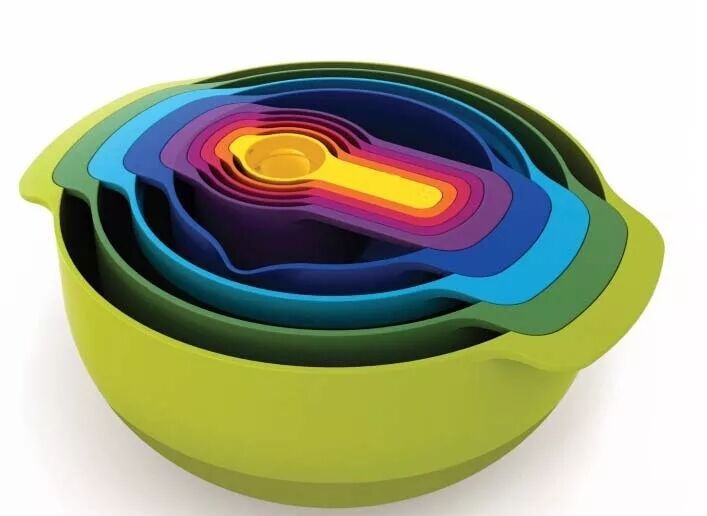 Rainbow Salad Bowl Set 9 Pieces Food-Grade Kitchen & Dining Utensils