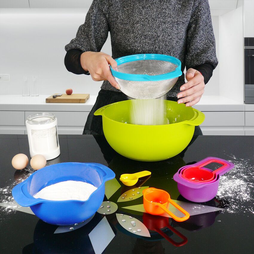 Rainbow Salad Bowl Set 9 Pieces Food-Grade Kitchen & Dining Utensils
