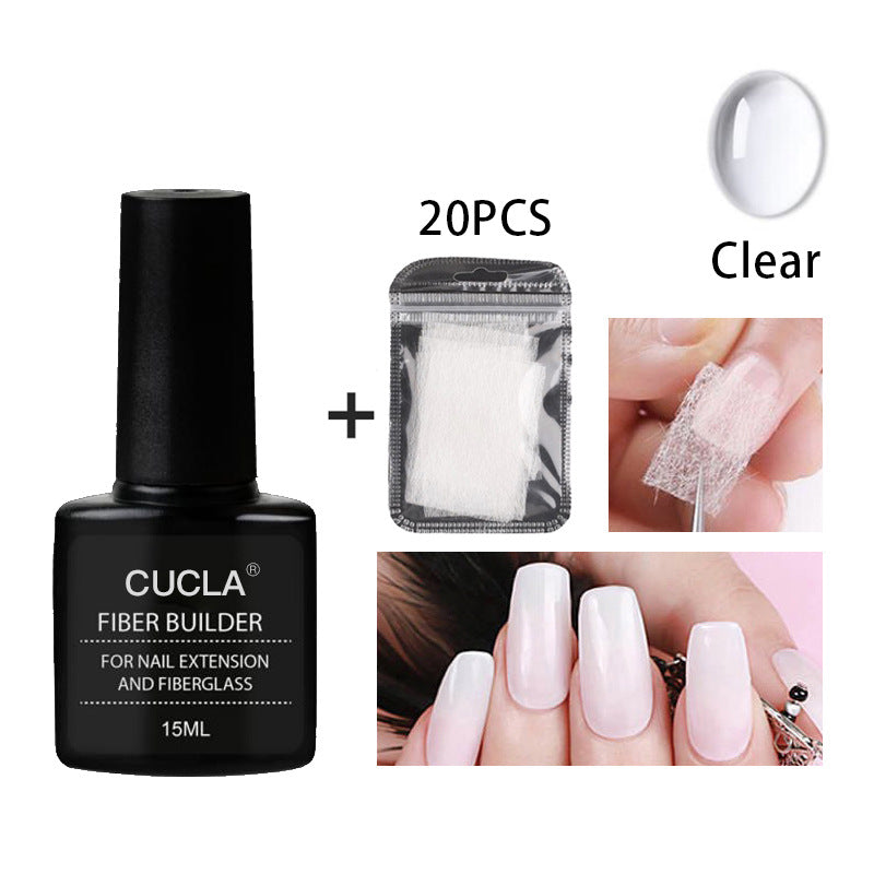 Nail Extension Fiber Glue Set - Liquid Gel & Fiber Sheets for Manicure, All Styles