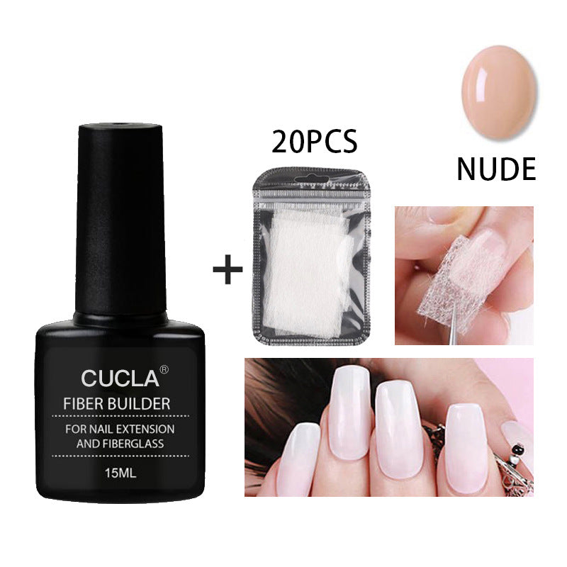 Nail Extension Fiber Glue Set - Liquid Gel & Fiber Sheets for Manicure, All Styles